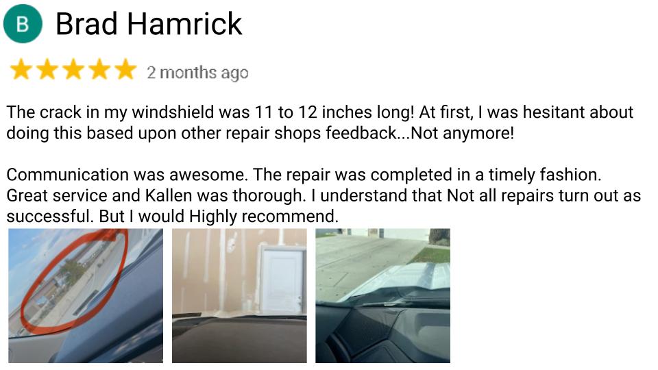 5-star google review of chip pro autoglass.