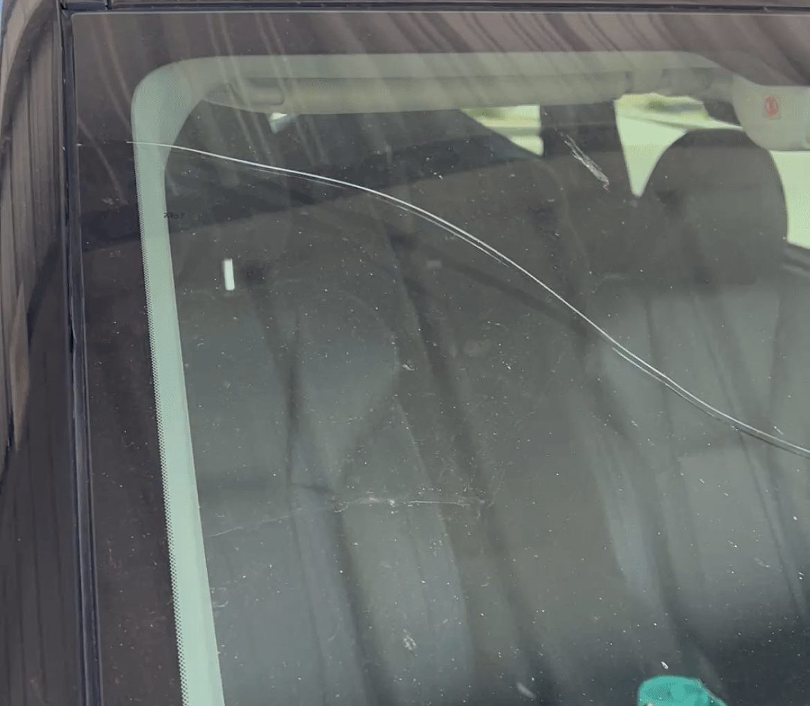 long crack windshield repair done by chip pro utah - before picture