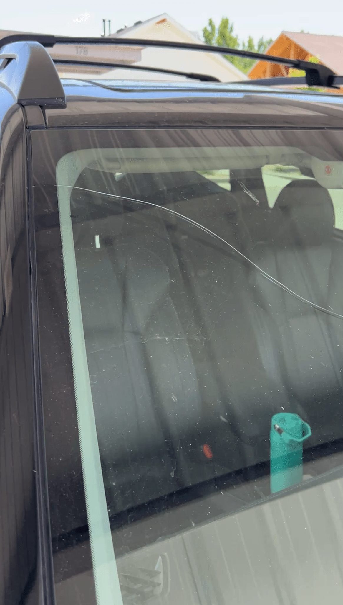 long crack windshield repair done by chip pro utah - before picture